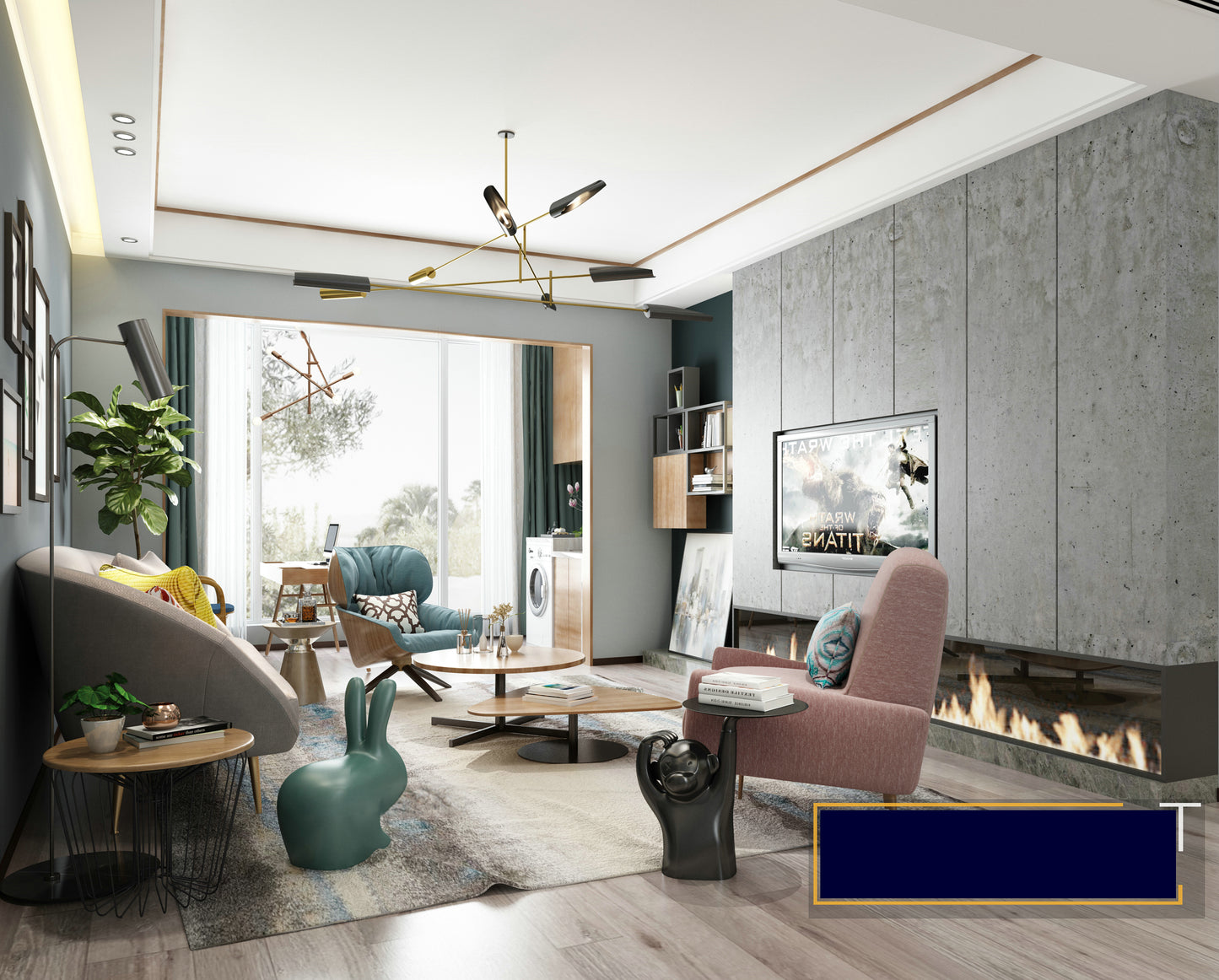 001 Living room Nordic style 3d model