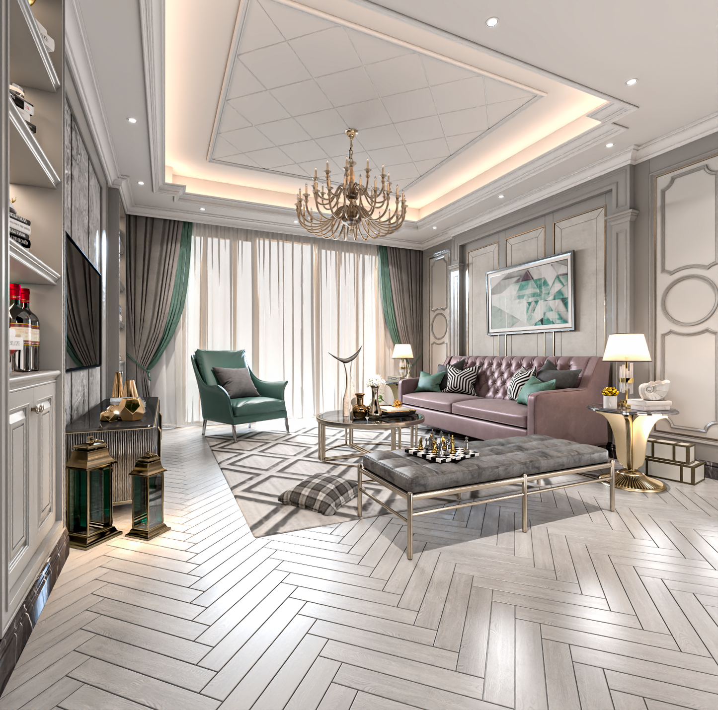 Living room Classic style 3d model 012