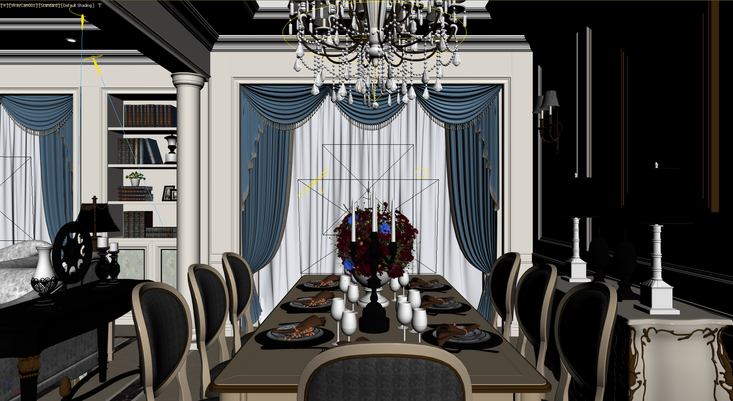 Dining room Classic style 3d model 017