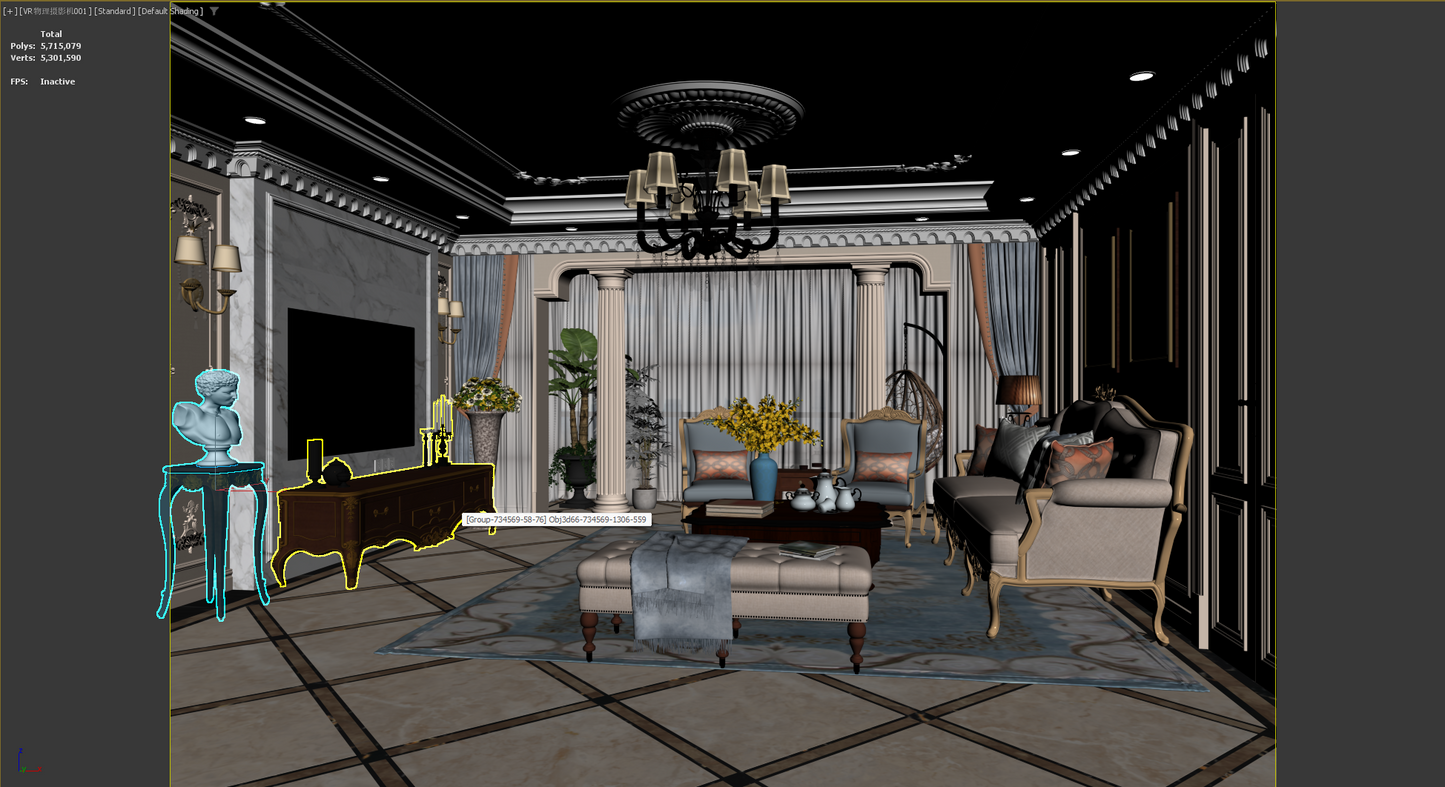 Living room Classic style 3d model 025