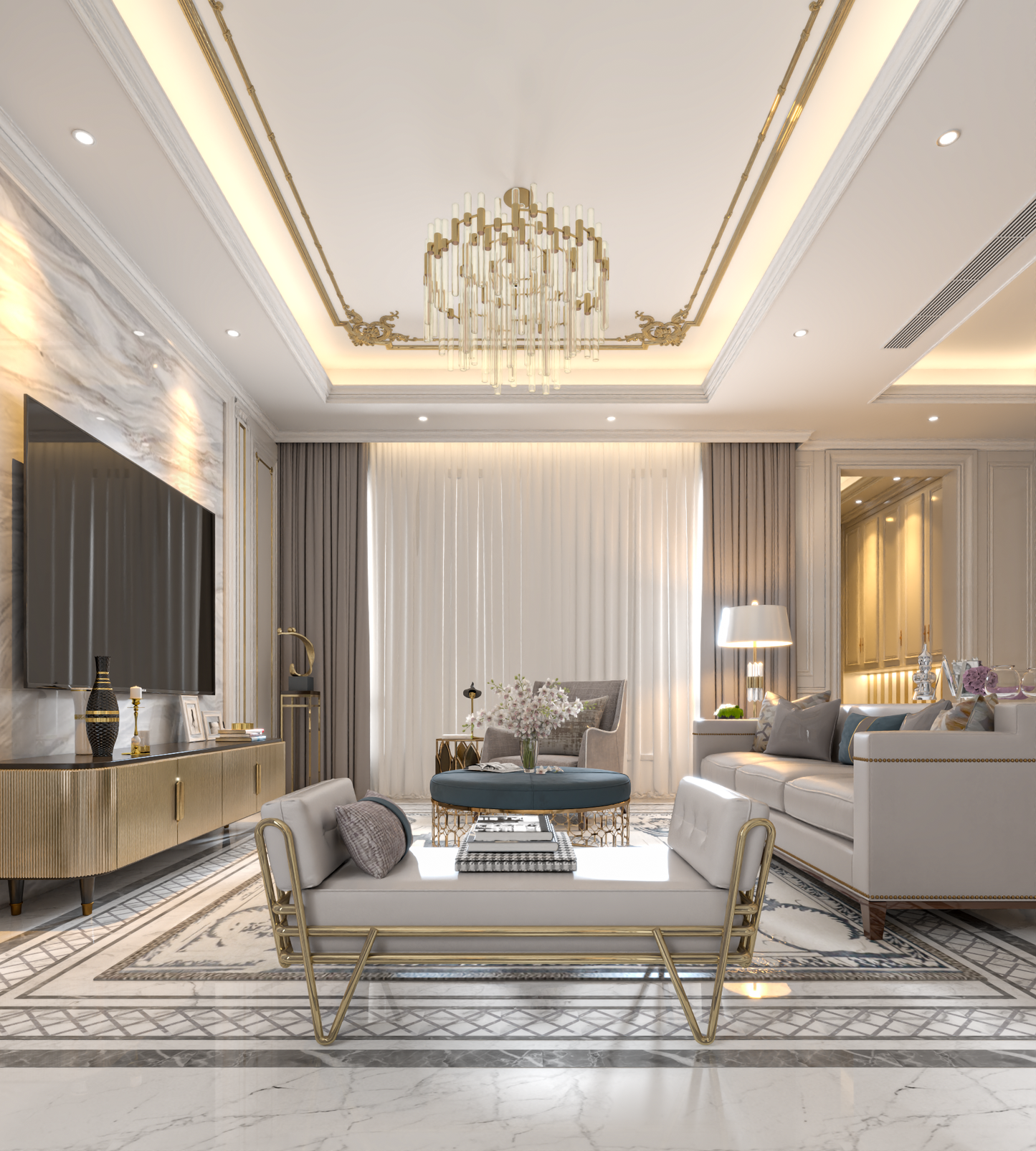 Living room Classic style 3d model 005