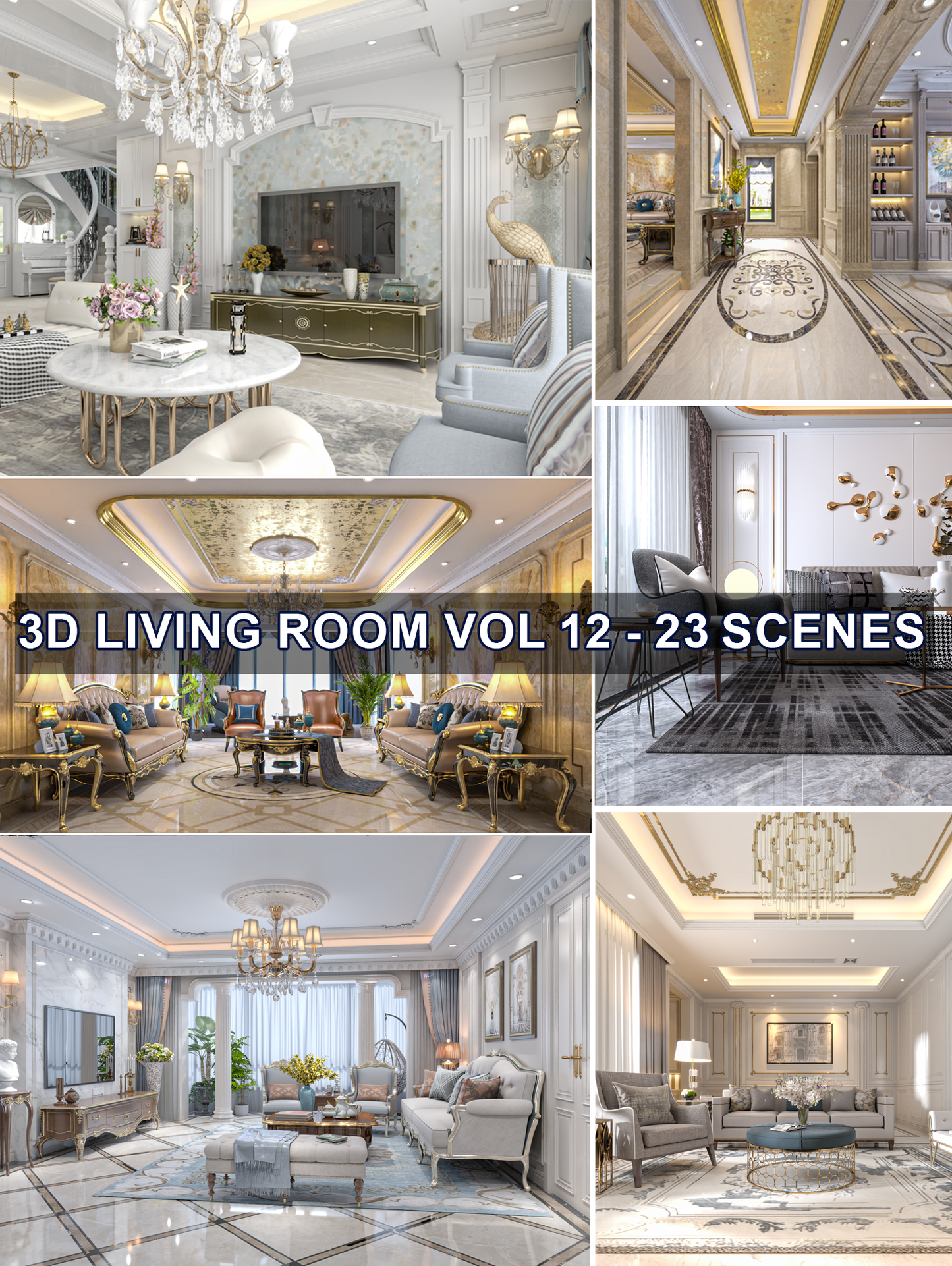 23 highly detailed 3d model Living room classic style collections&nbsp;