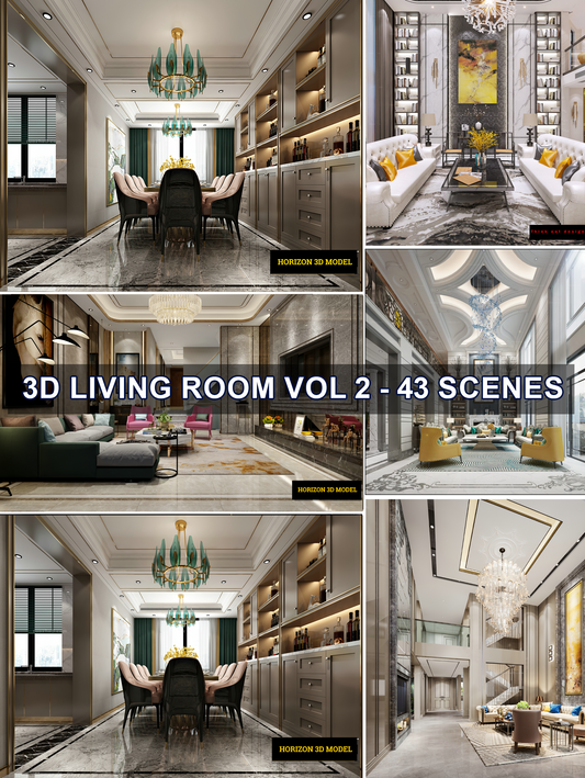 43 highly detailed 3d model Living room European-Style collections&nbsp;