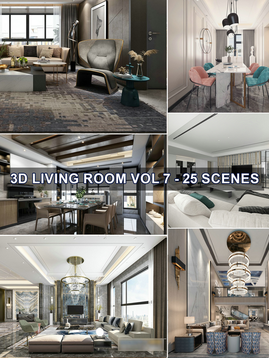 25 highly detailed 3d model Living room Mix style collections