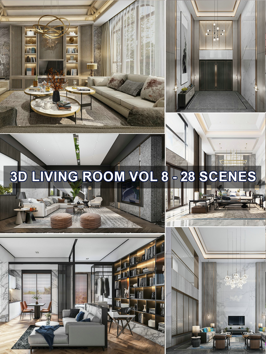 28 highly detailed 3d model Living room Mix style collections