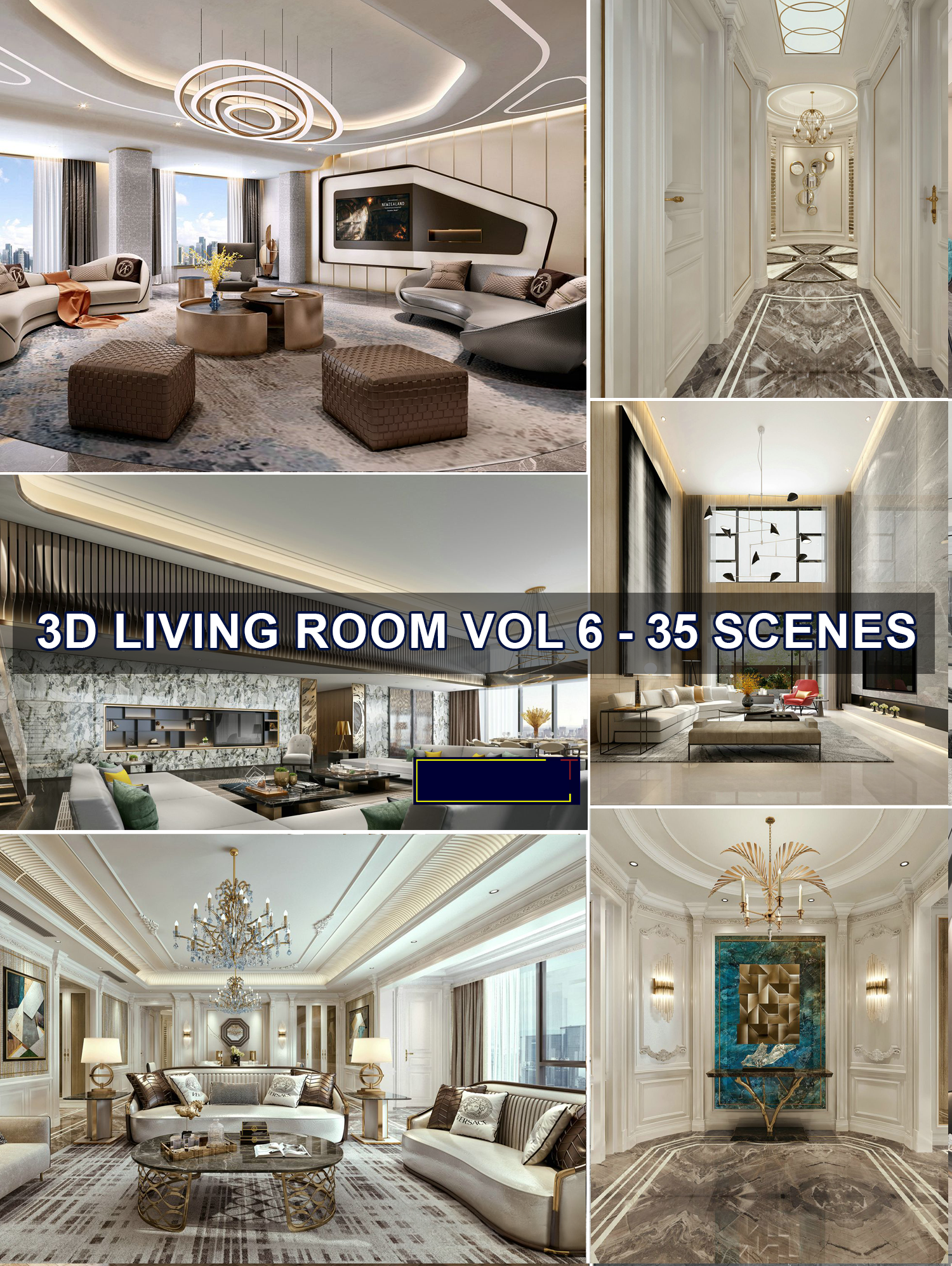 35 highly detailed 3d model Living room Modern style collections