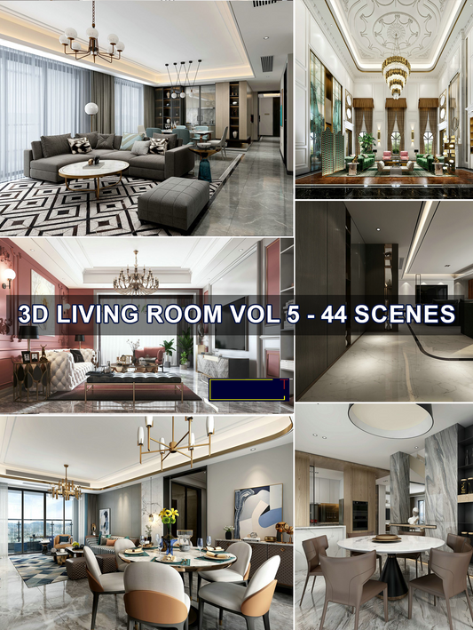 44 detailed 3d models of modern living room collections