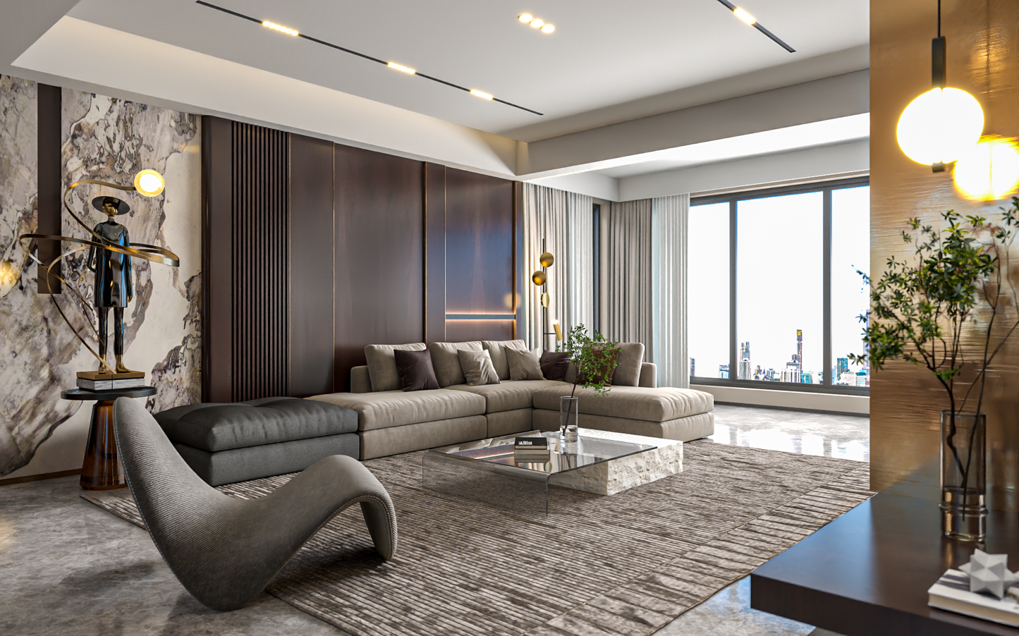 highly detailed Modern-style living room 3d model 007-1