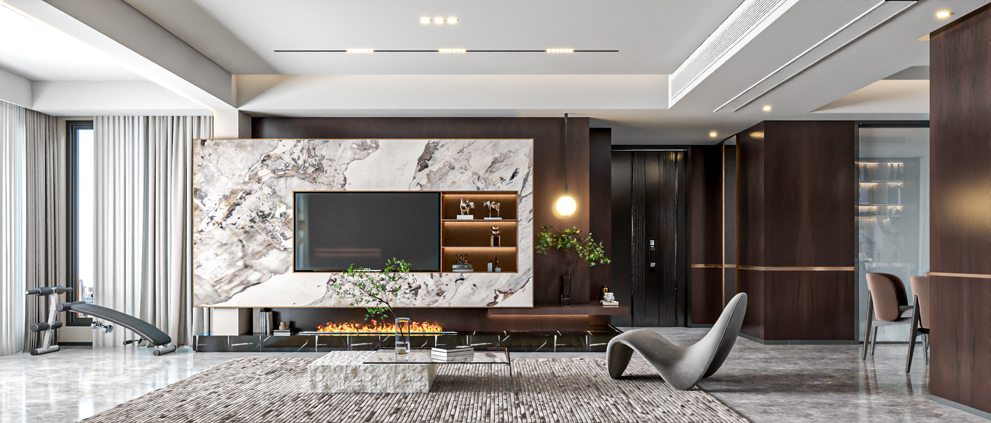 highly detailed Modern-style living room 3d model 007