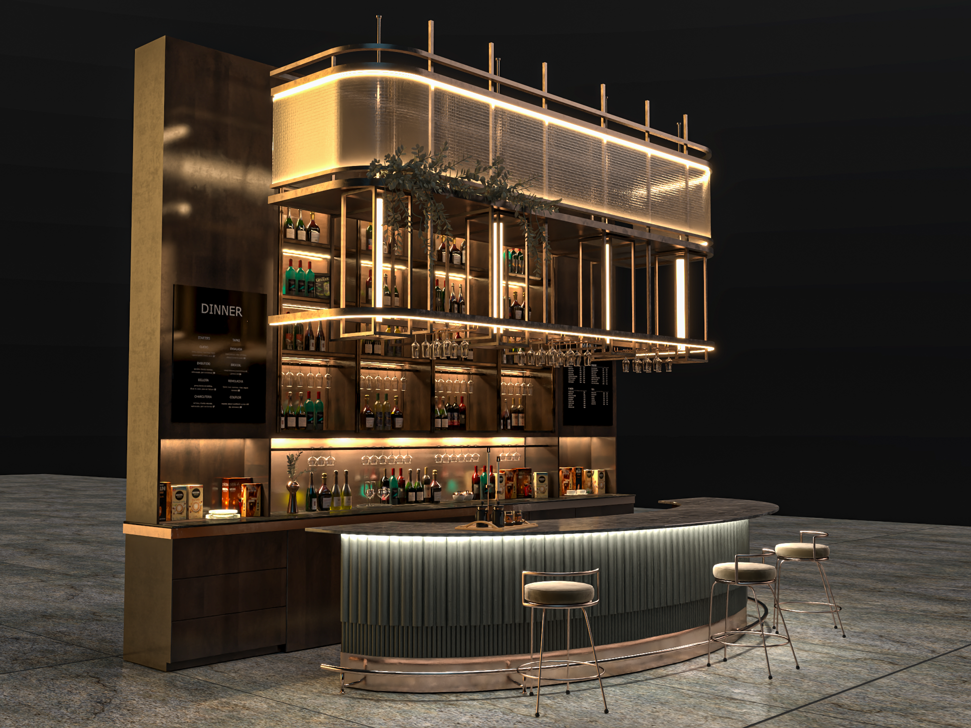 highly detailed Luxury bar 3d model 001