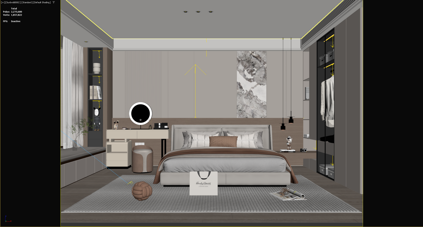 highly detailed Modern Bedroom 3d Model3d Model 005-1