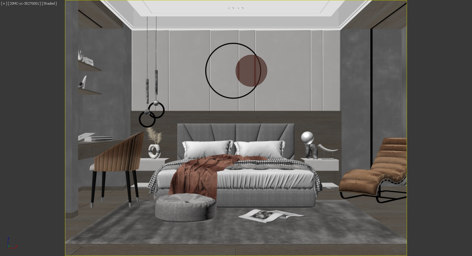 highly detailed Modern Bedroom 3d Model 006-1