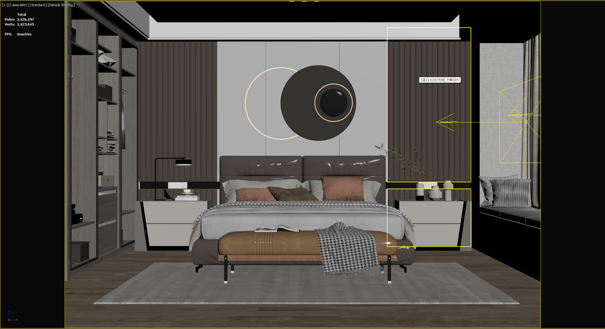 highly detailed Modern Bedroom 3d Model 008-1