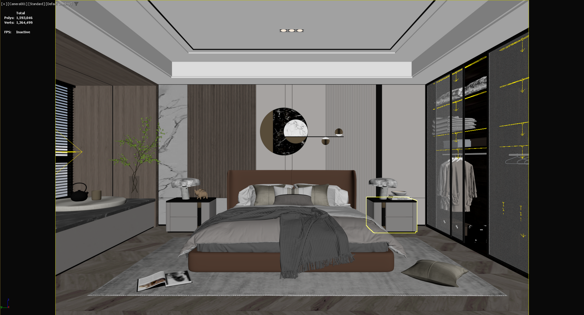 highly detailed Modern Bedroom 3d Model 011-1