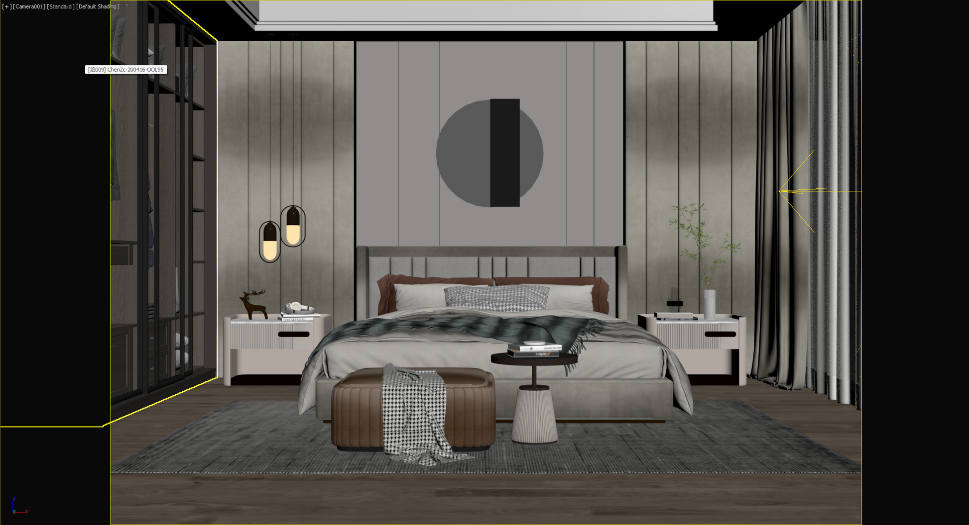 highly detailed Modern Bedroom 3d Model 012-1