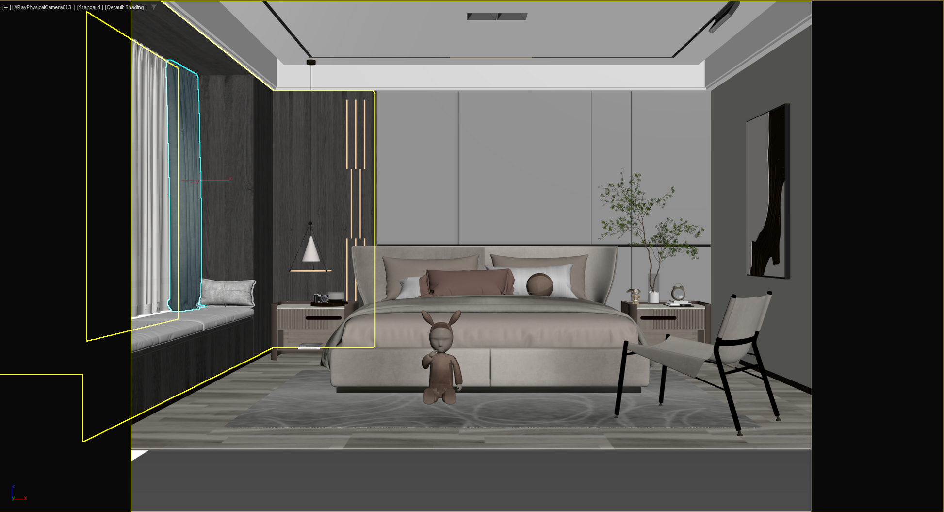 highly detailed Modern Bedroom 3d Model 013-1