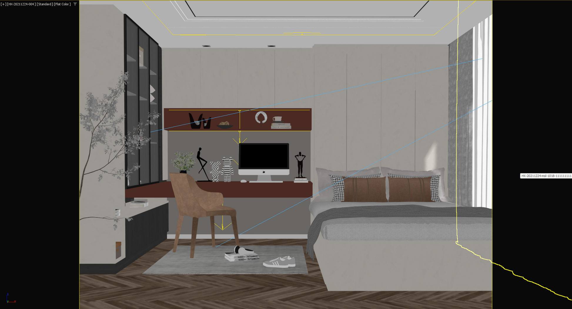 highly detailed Modern Bedroom 3d Model 017-1