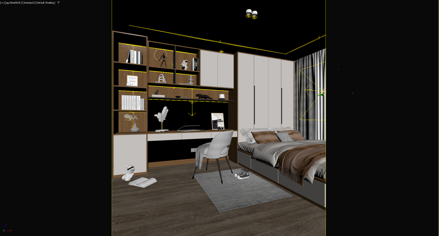 highly detailed Modern Bedroom 3d Model 018-1