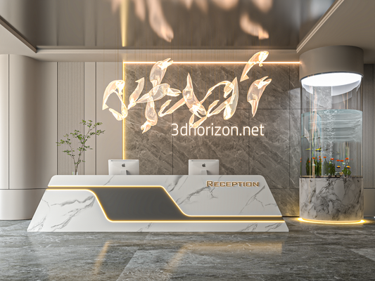 highly detailed Modern reception desk 3d model&nbsp;