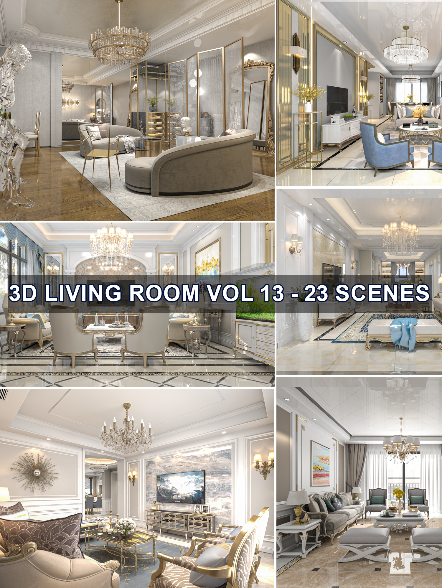 23 highly detailed 3d model Living room classic style collections&nbsp;