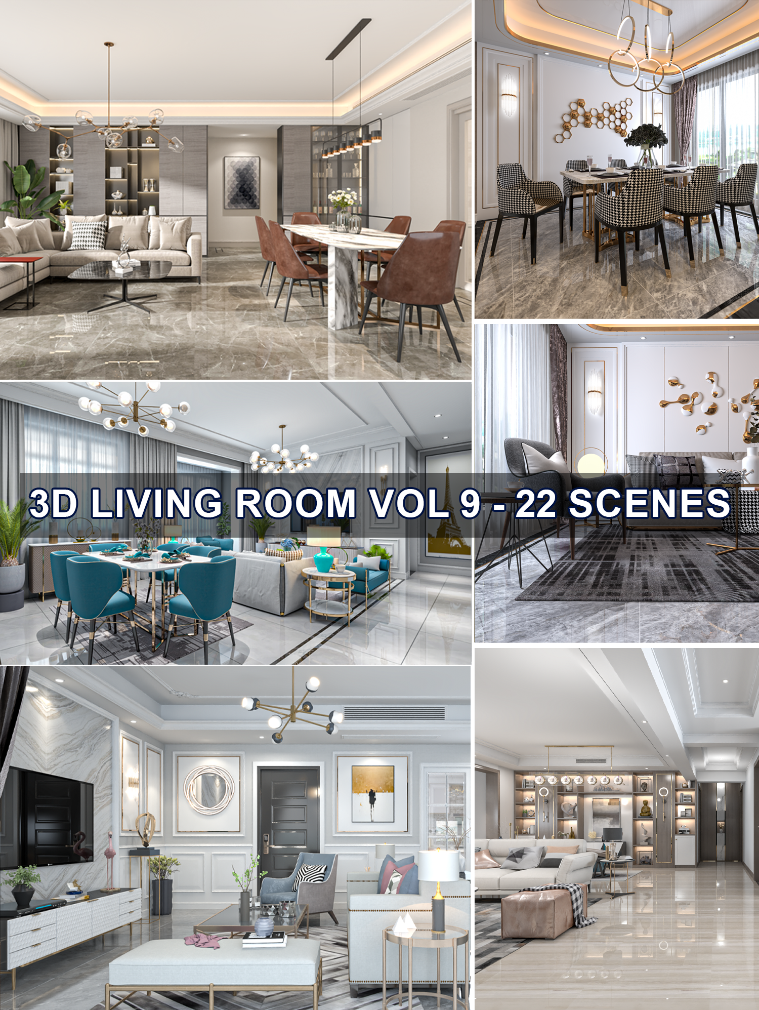 22 highly detailed 3d model Living room Mix style collections&nbsp;