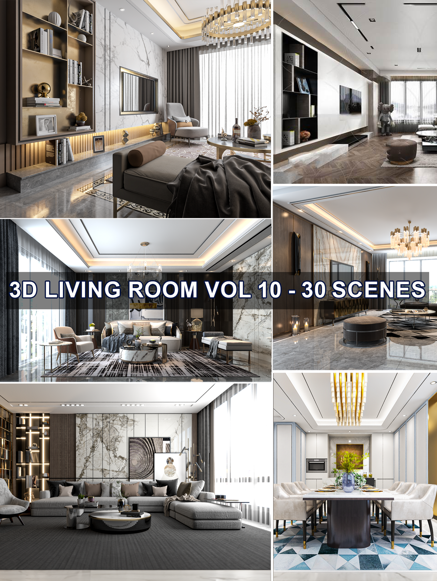 30 highly detailed 3d model Living room Mix style collections