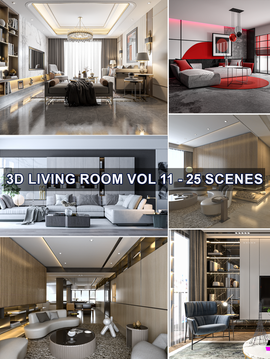 25 highly detailed 3d model Living room Mix style collections