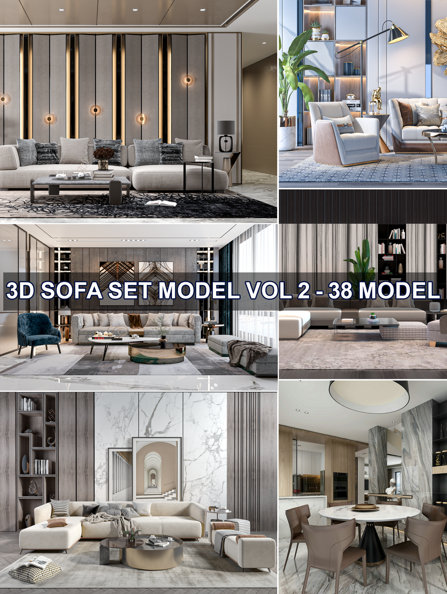 38 highly detailed Sofa set 3d model